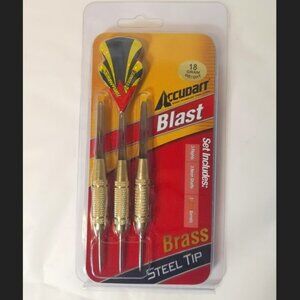 Set of 3 Accudart BLAST Brass Barrel Steel Tip Darts 18 Gram Weight Yellow Black
